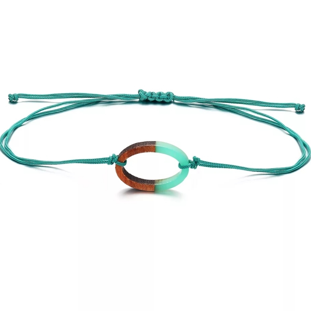 Wood Acrylic Boho Bracelet Anklet Hypoallergen